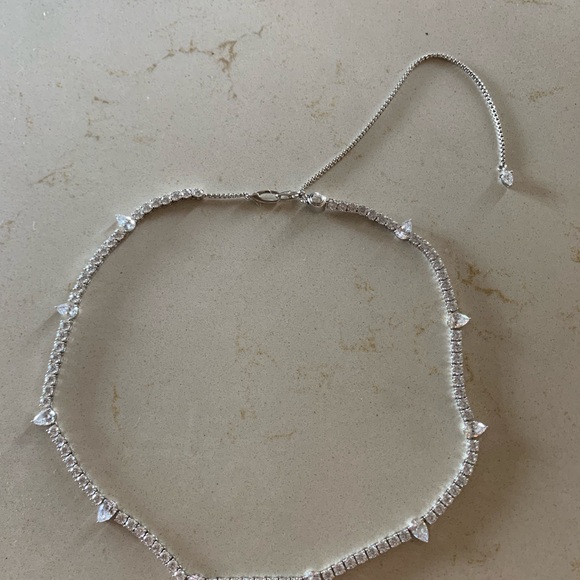 Nadri Love All Pear Cubic Zirconia Tennis Necklace silver - Picture 4 of 6